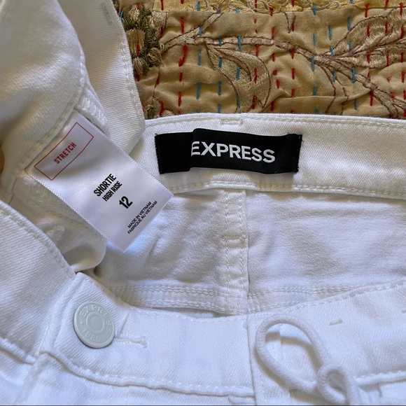 EXPRESS Shortie High-Rise Jean Shorts // White // 12 - Picture 3 of 3